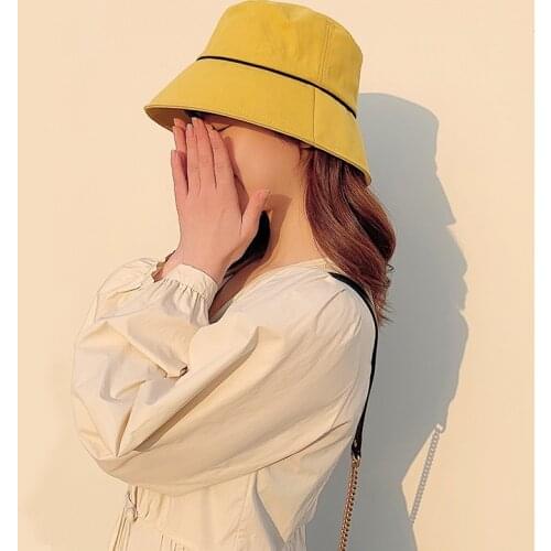 Spring Summer New Fisherman Bucket Hat Casual Ins Wild Travel Sports Sun Hat With Drawstring Inside Adjustable Womens Cap