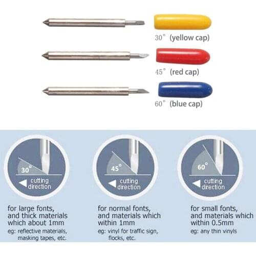 10x Roland Cricut Cutting Plotter Carbide Tungsten Blade Vinyl Film Cutter Knife 30 45 60 Dergree Offset 0.25mm