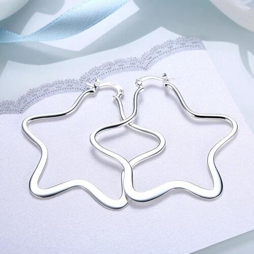 Romantic Classic Wholesale silver plated hoop earrings for women big round circle earrings cluaise uhani for wife