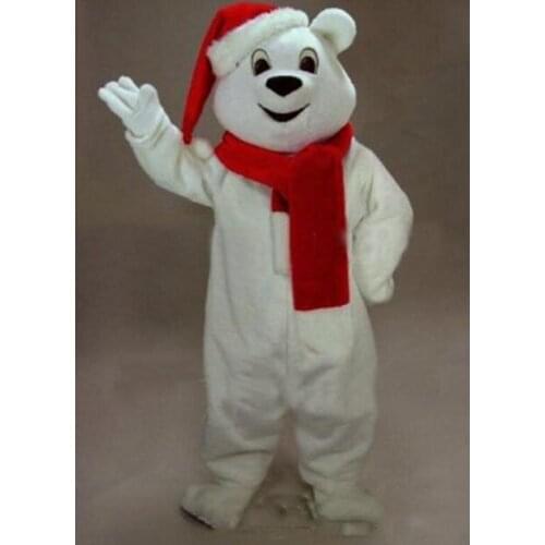Christmas Snow Bear Mascot Costume White Christmas Bear Mascotte Outfit Suit carnival costume fancy Costume