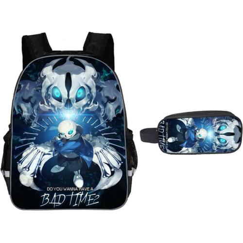Anime Undertale Backpack for Teenage Girls Boys Pencil Holder Sans Children School Case + Book Bag Set Women Men Travel Bags