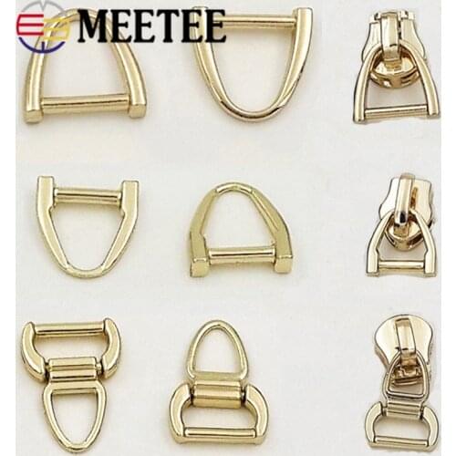 Meetee 20/50pcs D Ring Zipper Puller Metal Zipper Slider DIY Wallet Bag Ring Hang Buckles Luggage Hardware Accessories ZT011