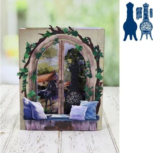 Chiminea Dies Scrapbooking Metal stove Cutting Dies Craft Embossing Make Paper Greeting Card Making Template DIY Handmade 2021