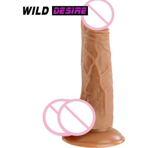 Silicone Dildo Realistic Simulation Large Couples Fun Female Adult Products Real Dildo Skin Feeling Bend Penis With Suction Cup