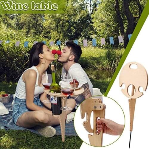 Foldable Outdoor Wine Table With Round Desktop Mini Portable Folding Wine Table For Outdoor Garden Travel Beach Garden Furniture
