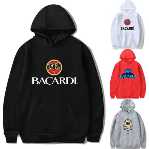 2021 New Bacardi Mens Hoodies Harajuku Sweatshirts Casual Streetwear Black Clothes Polerone Autumn Clothes Women Fashion Hoodie
