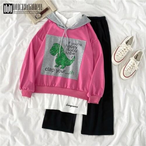 Duckwaver Spring Autumn Fresh Style Women 2 Piece Sets Fashion Casual Loose Long Sleeve Top+Elastic Waist Cargo Pants Sets Women