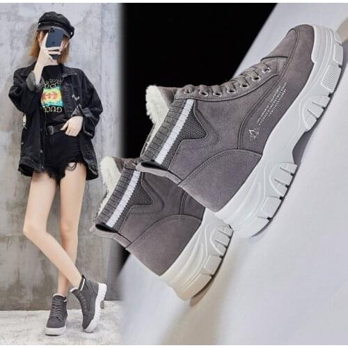 Winter womens padded Martens warm ankle casual lace-up snow boots