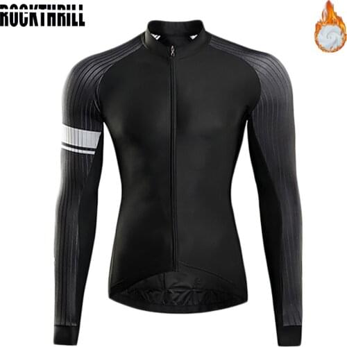 Winter Warm Up Cycling Jacket MTB Thermal Fleece Long Men Jersey Black Clothing Mountain PRO Outdoor Road bicycle Windproof Wear