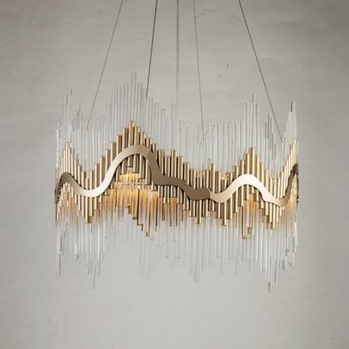 Postmodern Golden Silk Road Crystal Chandelier Restaurant Living Room Hotel Villa Model Room Engineering Lighting fixture led