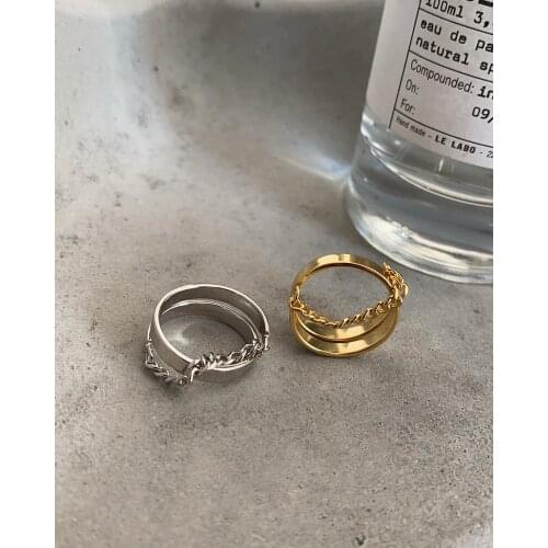 18K Gold 100% real. Authentic 925 Sterling silver Multi-Layers Double rows Chain Drop Ring Tassel ADJUST jEWELRY TLJ1437