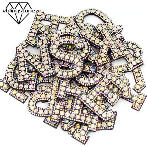 1Pcs English Alphabet Patches 1-9 Number Rhinestones Appliques Hotfix Rhinestones Patches Iron On Crystal For Clothes/Bags DIY