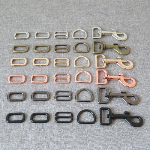 10sets 25mm webbing metal dog clasp D ring slider belt buckle for bag handbag straps dog martingale collar leash DIY accessory