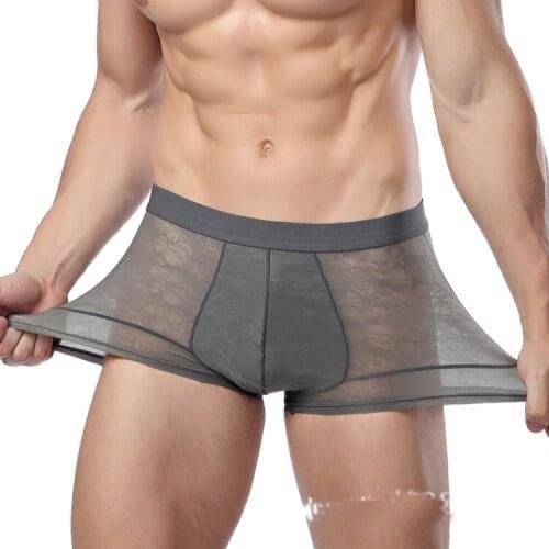 10pcs -wholesale-New mens ice silk breathable hollow thin sexy boxer underwear
