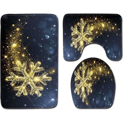 3pcs/set Vintage Cartoon Print Anti-slip Bathroom Floor Mat Home Decor Shower Non-Slip Rug Bath Door Mats Christmas