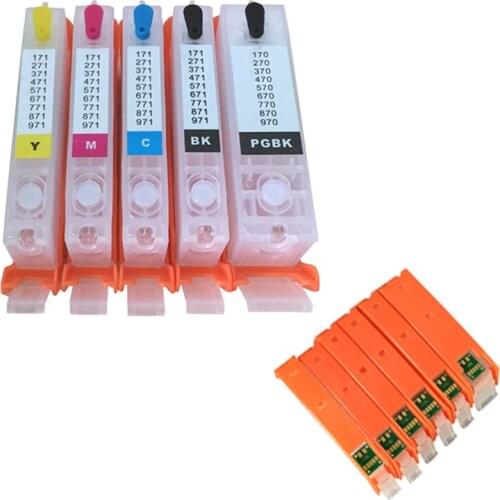 5 or 6 Colors Refillable Ink Cartridges for Canon PIXMA MG6810 MG5710 Printer With ARC Chips 170 171 for Canon PGI-170 CLI-171