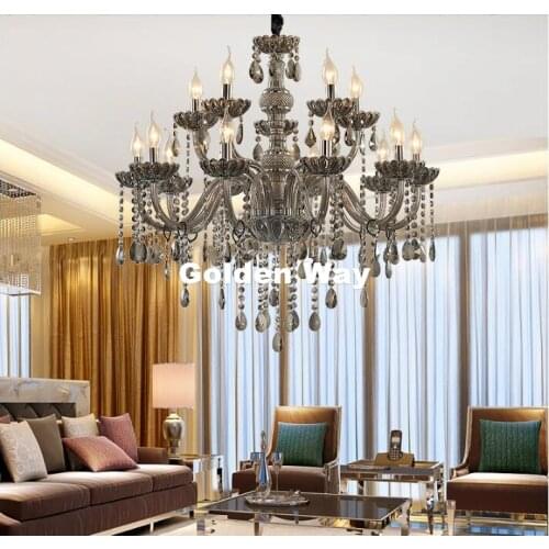 Free Shipping Crystal Chandelier lighting Smoky Gray Crystal Chandeliers Large Chandelier Lighting Bedroom Living Room Lighting