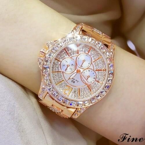 Luxury 38mm Three eye decoration Big Dial Women Watches Quartz Watches Ladies Dress Watch Girl Bracelet Watches Orologio Donna