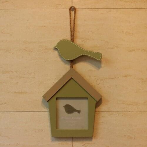 Wood Photo Wall Frame Cute Green Bird American Home Retro Distressed Studio Photography Props Classic Single-frame Christmas Men