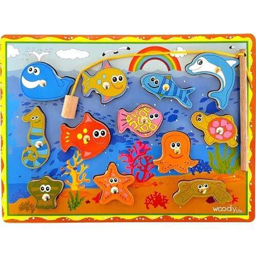 Woody Life Wooden Fishing Tying Juxtaposition Bultak Game Montessori Children Activity Intelligence