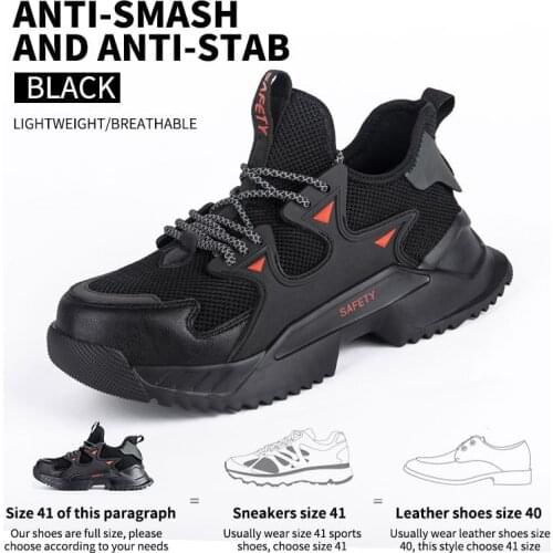Breathable Mens Work Safety Shoes Non-slip Anti-smashing Steel Toe Cap Work Boots Construction Indestructible Work Sneakers