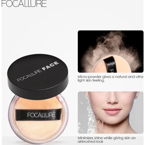 FOCALLURE Makeup Powder 3 Colors Loose Powder Face Makeup Lasting Waterproof Loose Powder Skin Finish Powder TSLM1