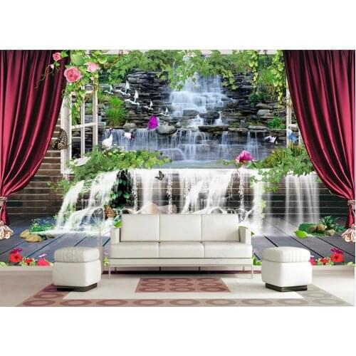 Photo wallpaper 3 d custom mural Window rockery waterfall scenery home decor living room Wallpaper for walls in rolls