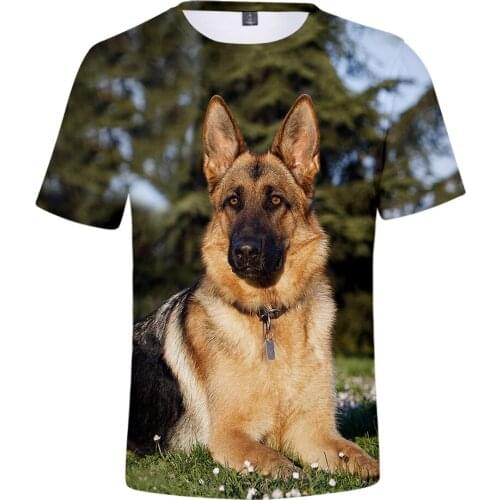 Personality Fashion 3D Print German Shepherd T shirt Young Men/Women Cute Dog Clothes Summer Casual German Shepherd Tops Tees