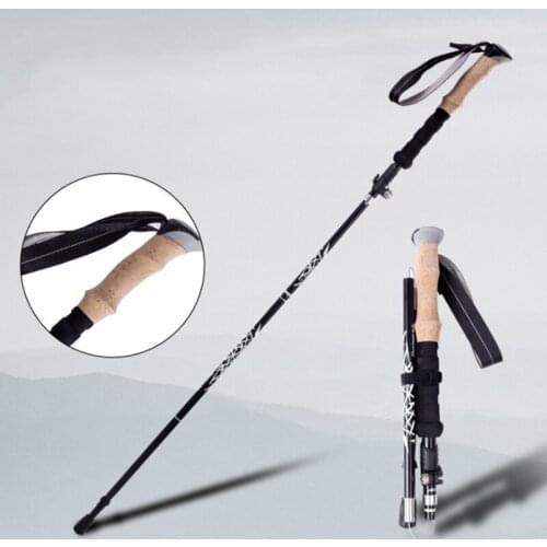 Hot-selling multifunctional ultra-light telescopic folding trekking pole aluminum 4 sections outdoor hiking climbing cane