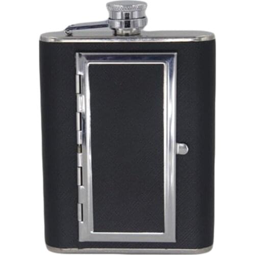 Hot Sale 6 oz 5 Gu Division Cigarettes Case Stainless Steel Hip Flask Wine Liquor Alcohol Drinkware Flask For Alcohol Supplies