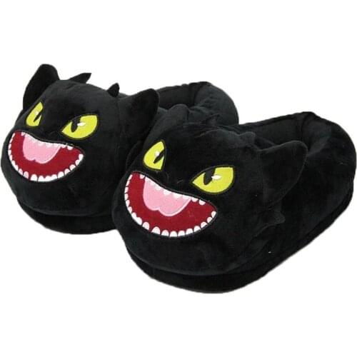 HKSNG Winter Warm Black Elves Cartoon Slippers Unisex Lovers Slippers Pattern Plush Shoes Women Men Home House Slippers Gifts