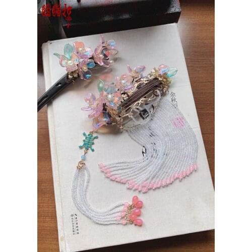 Rao Liang Resound Eternally Vintage Handmade Gu Qin The Chinese Seven-stringed Zither Long Tassel Hair Stick Hanfu Hair Jewelry