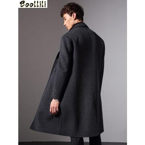 Boollili 2020 Double Breasted Wool Coat Men Double Face Long Jacket Men Blazer Mens Coats and Jackets Abrigo Hombre
