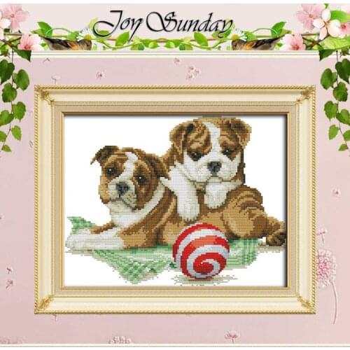 Two Puppies Counted Cross Stitch 11CT 14CT Cross Stitch Set Wholesale DIY animals Cross-stitch Kit Embroidery Needlework