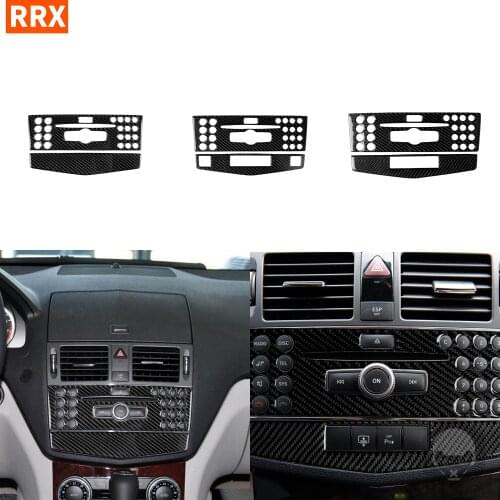 For Mercedes Benz C-Class W204 2007 2008 2009 2010 2012 2013 Carbon Fiber Sticker Center Console AC Button Interior Accessories