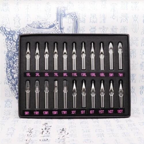 22Pcs/Box R/F/DT 304 Stainless Steel Needle Nozzle Tip For Tattoo Machine Tube Grip Kit