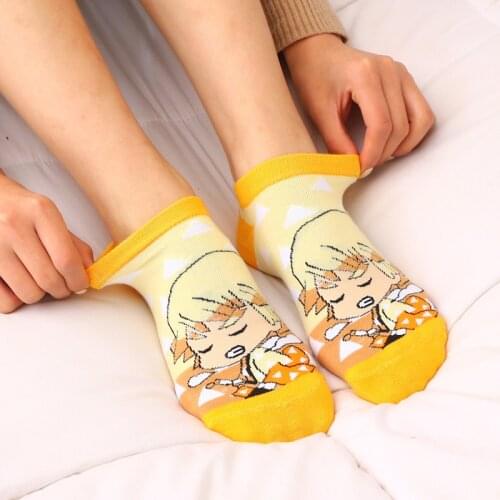 4 Pieces = 2 Pairs Of Mens Socks and Womens Socks New Cute Anime Cotton Personality Breathable Comfortable Boat Socks