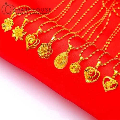 Yellow Gold GP Charm Necklaces For Women Water Drop Pendant & Necklace Chain Choker Collier Femme Wedding Jewelry Party Gift