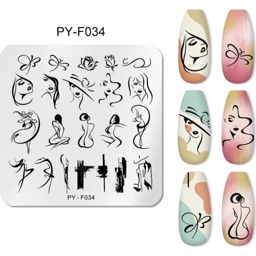 PICT YOU Line Picture Nail Stamping Plates Leaf Geometry Rose Pattern Stamp Template Nail Art Plate Stainless Steel Stencils