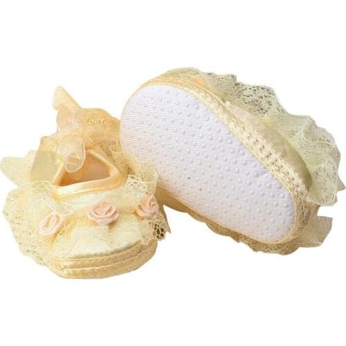 Princess Party Lace Floral Soft Sole Crib Shoes Newborn Baby Girl Shoes Anti-slip Sneaker Prewalker Toddler Kid 0-12M