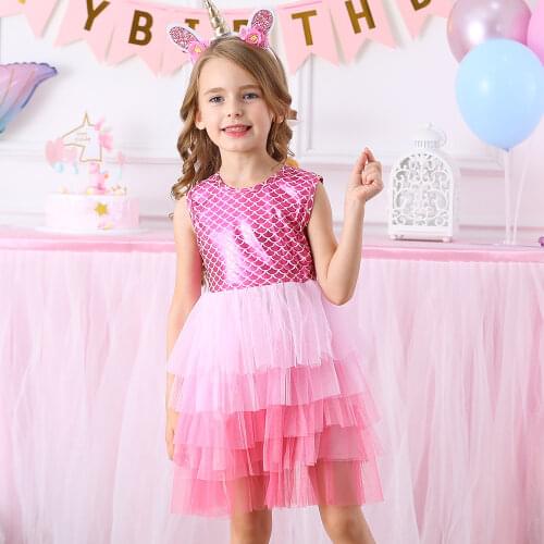 DXTON Baby Girls Clothing Summer Kids Dresses For Girls Sleeveless Princess Dresses Cartoon Girls Birthday Party Dress Costume