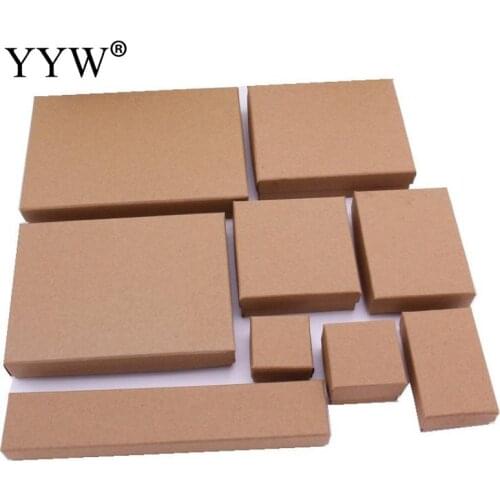 24pcs Retro Kraft Jewelry Box With Sponge Inside Gift Cardboard Boxes For Ring Necklace Earring Jewelry Display Packaging Box