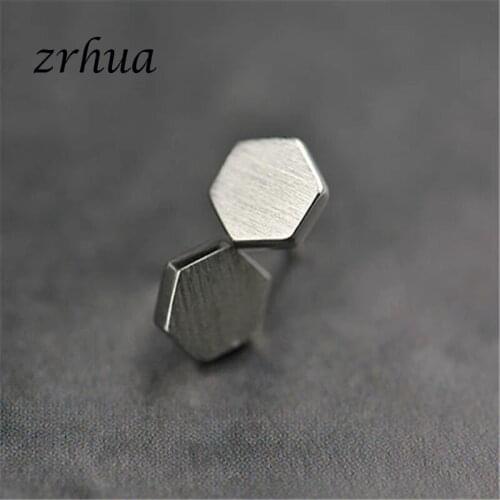 ZRHUA Silver Color High Quality Stud Earrings For Women Girl Simple Metal Geometric Brincos 2019 Newest Sell for Party