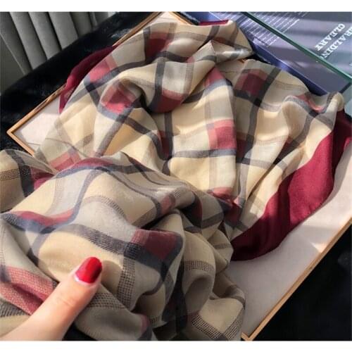 2020 Luxury brand women scarf summer silk scarves Autumn winter Popular lattice headcloth Fashion print ladies beach soft shawl