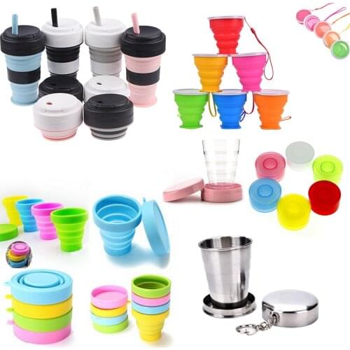 1pc Portable Silicone Folding Water Cup Collapsible Style Funnel Hopper Travel Outdoor Camping Drinkware kitchen accessories