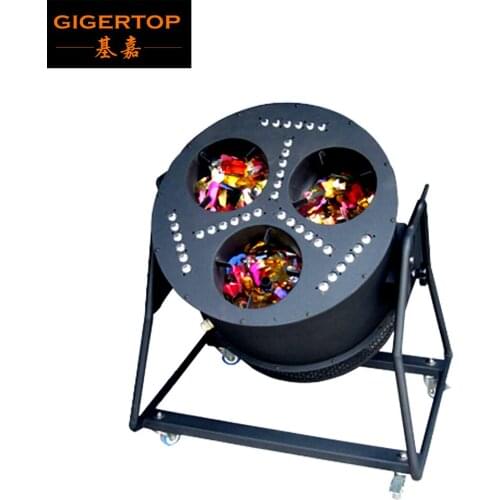 Freeshipping Triple Shoot Led Confetti Machine 3600W High Power with Bracket 4 Roller Jet Angle Adjustable Eletrical Control