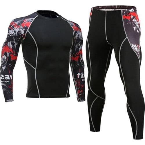 MMA Training Suits Set Tracksuits Male 2021 Workout Clothing Sweat Jogging Skin Care Kits Rashgard Male Compression Sports Set