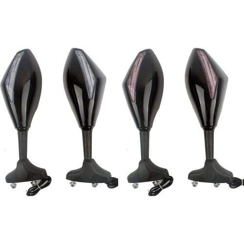 Universal Rearview Side Mirrors Left & Right For Honda Yamaha Suzuki Kawasaki Ducati Rear Mirror LED Turn Signl Claer Smoke