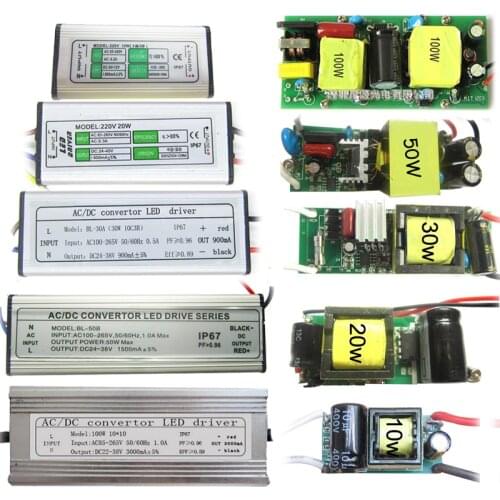 1pcs Waterproof / Non-waterproof AC 110-220V 10W 20W 30W 50W 70W 80W 100W Power Supply LED Driver For LED Flood light Lamp Part