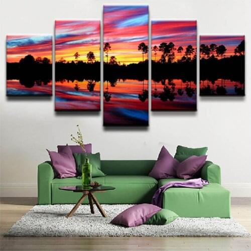 Sunset Forest full square/round Diamond Embroidery 5pcs Diamond Painting Cross Stitch mozaik puzzle Wedding Decoration ZP-2884